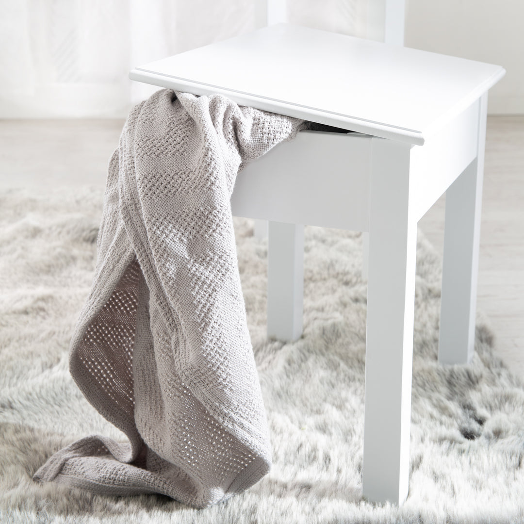 Table de maquillage et de coiffure pour enfants, avec miroir et tabouret de maquillage, blanc peint