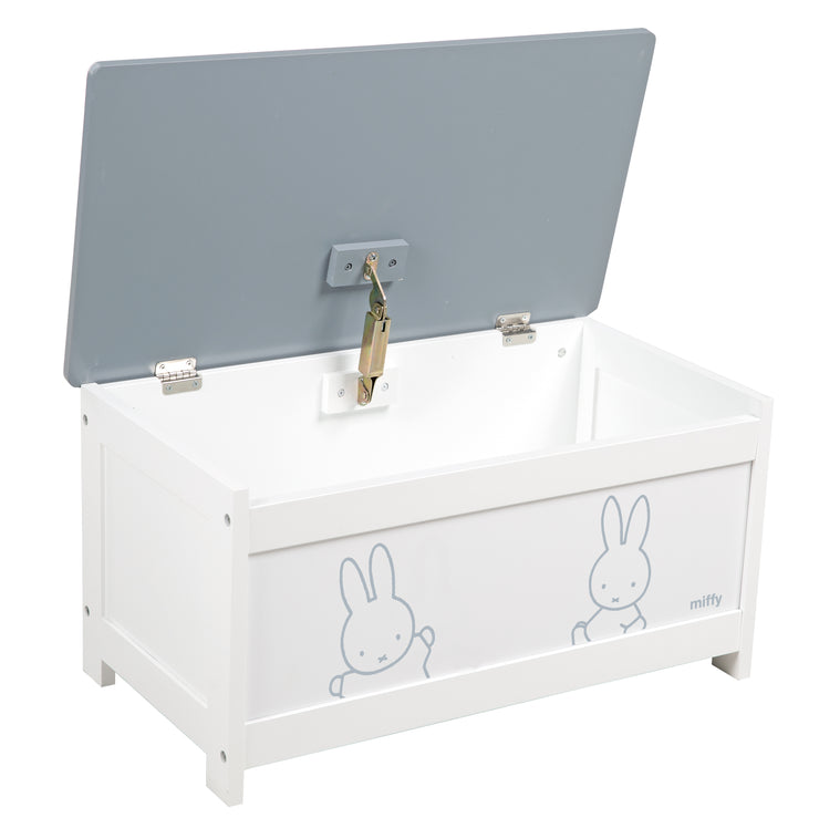 Toy chest 'Miffy®' made of wood, foldable seat, damping fitting, chest bench white