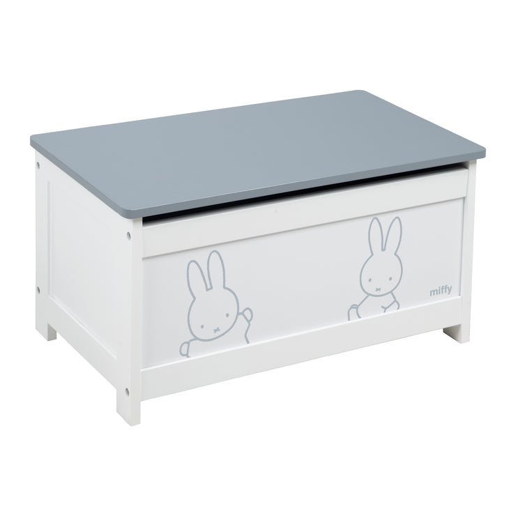 Toy chest 'Miffy®' made of wood, foldable seat, damping fitting, chest bench white