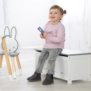 Toy chest 'Miffy®' made of wood, foldable seat, damping fitting, chest bench white