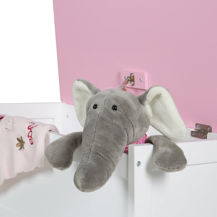 Coffre jouet `` Krone '', siège et coffre de rangement pour la chambre des enfants, banc de poitrine rose / rose