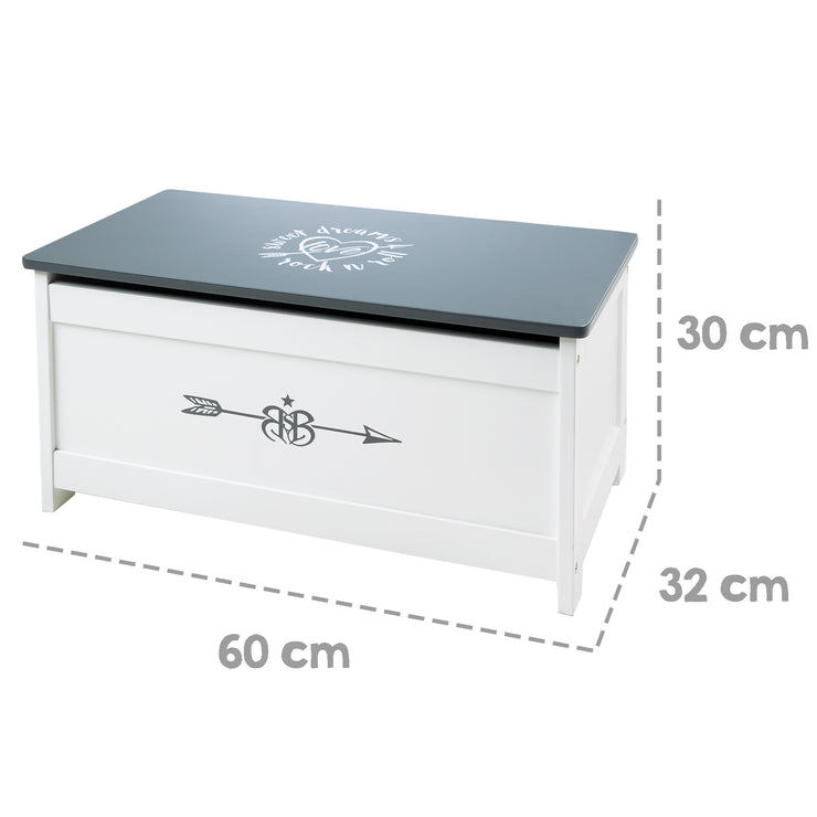 'Rock Star Baby' toy chest, bench & storage bench, chest bench white / anthracite