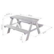 Kindersitzgruppe 'Outdoor+', wetterfeste Sitzgarnitur 'Picknick for 4', aus Massivholz, grau