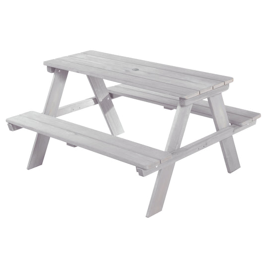 Conjunto de asientos para niños 'Outdoor+', conjunto de picnic resistente a la intemperie 'Para 4', de madera maciza, gris