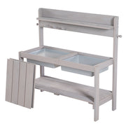 Outdoor Play Kitchen 'Outdoor +' - glazed gray with removable cover, weatherproof wood