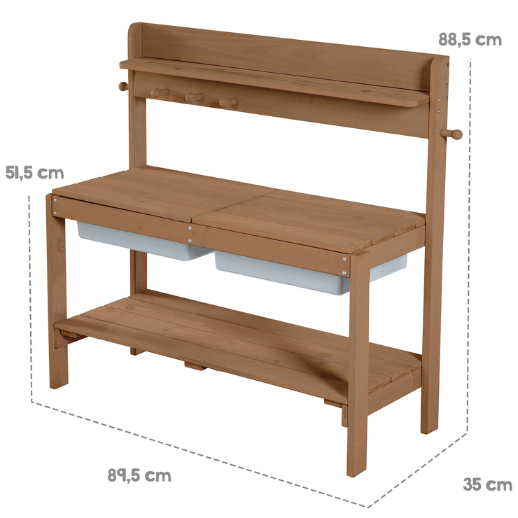 Cocina exterior 'Outdoor+', color teca con tapa extraíble, madera resistente a la intemperie