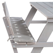 Siège pour enfants 'extérieur +', avec des dossiers «pique-nique pour 4», résistant aux intempéries en bois massif, gris