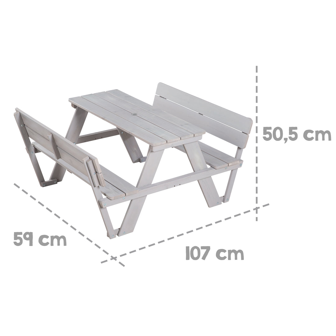 Conjunto de mesa infantil 'PICKNICK para 4' con respaldo, incluye set de sombrilla