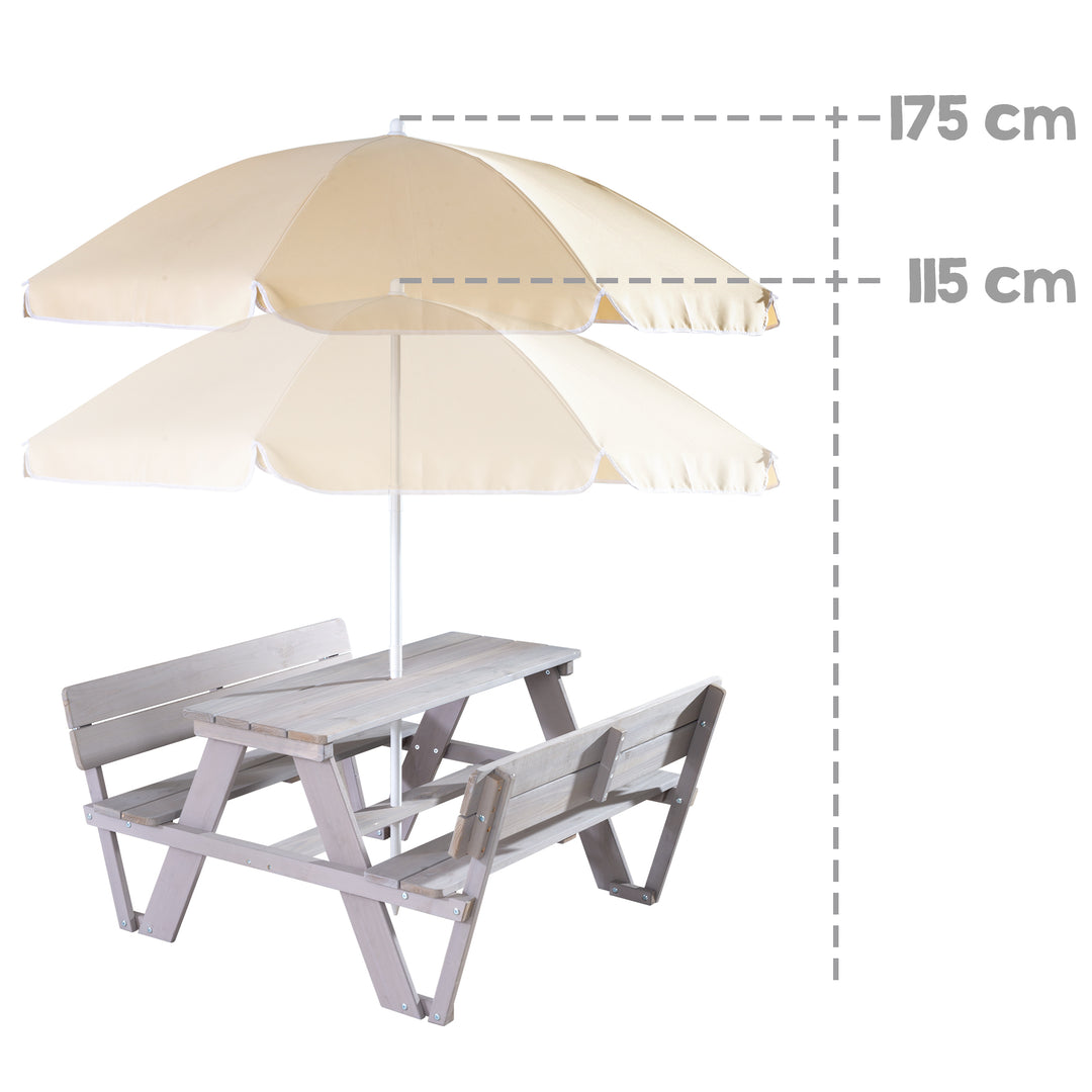 Conjunto de mesa infantil 'PICKNICK para 4' con respaldo, incluye set de sombrilla