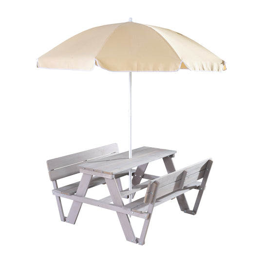 Conjunto de mesa infantil 'PICKNICK para 4' con respaldo, incluye set de sombrilla