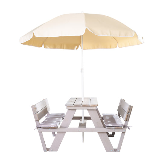 Conjunto de mesa infantil 'PICKNICK para 4' con respaldo, incluye set de sombrilla