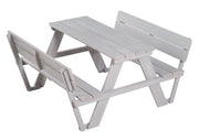 Grupo de asientos para niños 'Outdoor +', con respaldo 'Picnick para 4', resistente a la intemperie de madera maciza, gris