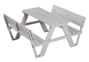 Siège pour enfants 'extérieur +', avec des dossiers «pique-nique pour 4», résistant aux intempéries en bois massif, gris