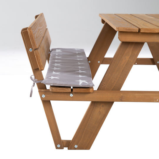 Conjunto de asientos para niños 'Outdoor+', con 2 bancos, 1 mesa 'Para 4', de madera maciza, resistente a la intemperie