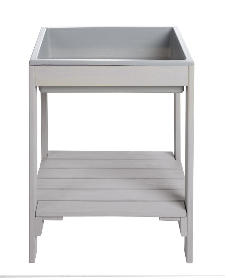 Outdoor + play table 'Tiny', weatherproof solid wood, sand & mud table, gray glazed