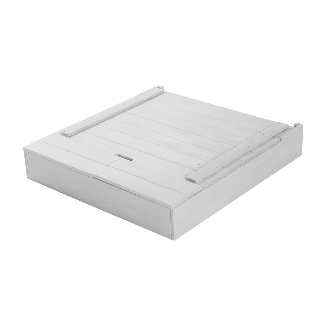 Sabbiera con coperchio, AxLxP: 65,5 x 85,5 x 80 cm, può essere aperta con una tavola e 3 ganci