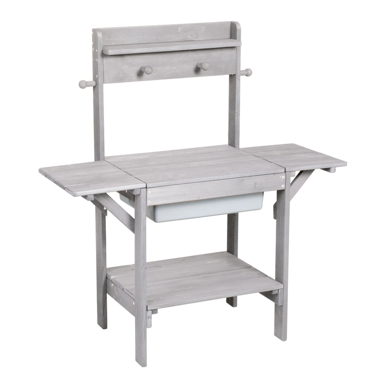 Matsch Kitchen 'Midi' - Cocina de jardín para niños para agua y arena, madera maciza resistente a la intemperie gris