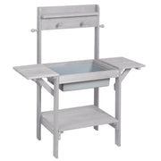 Cocina de arena 'Midi', cocina infantil para agua y arena, madera maciza gris resistente al clima