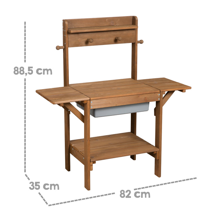 Cocina de exterior 'Midi' de niños - para agua y arena, resistente a la intemperie de madera maciza teca