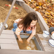 Sandbox 'Ship', caja de arena al aire libre para niños hecha de madera maciza resistente a la intemperie, incluido el techo corredizo