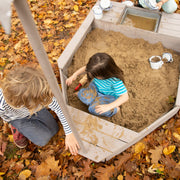 Sabbiera a forma di nave "Ship", sabbiera per bambini in giardino in legno massiccio resistente alle intemperie, con tetto apribile