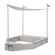 Sandcit 'Ship', Sandpit per bambini in legno massiccio, incluso il tetto apribile