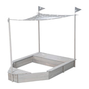 Sandcit 'Ship', Sandpit per bambini in legno massiccio, incluso il tetto apribile