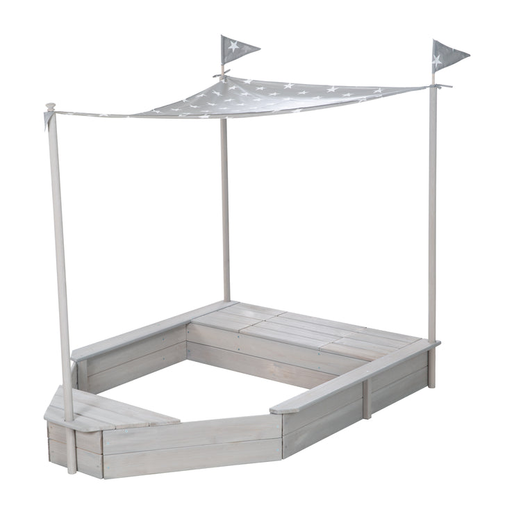 Sandcit 'Ship', Sandpit per bambini in legno massiccio, incluso il tetto apribile