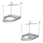 Sandcit 'Ship', Sandpit per bambini in legno massiccio, incluso il tetto apribile