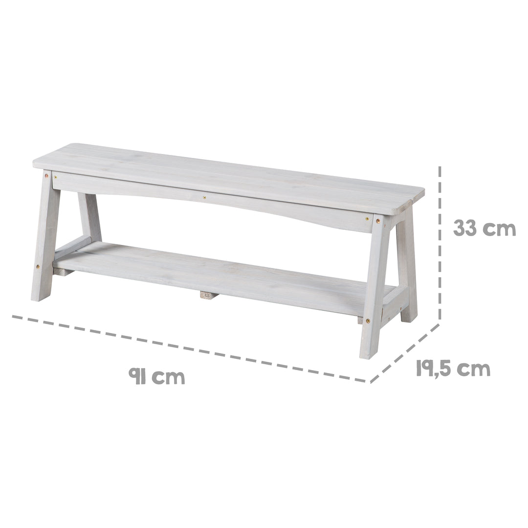 Conjunto de asientos Outdoor+ 1 mesa, 2 bancos, sombrilla y cojines 'Little Stars' - Gris
