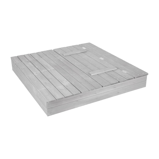Bac à sable 'Outdoor +' lasuré gris, banc rabattable & 2 bacs de jeu inclus