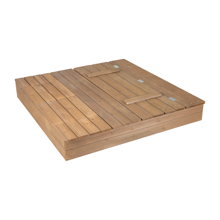 Sandkasten 'Outdoor +' teak, inkl. aufklappbare Sitzbank & 2 Spielwannen