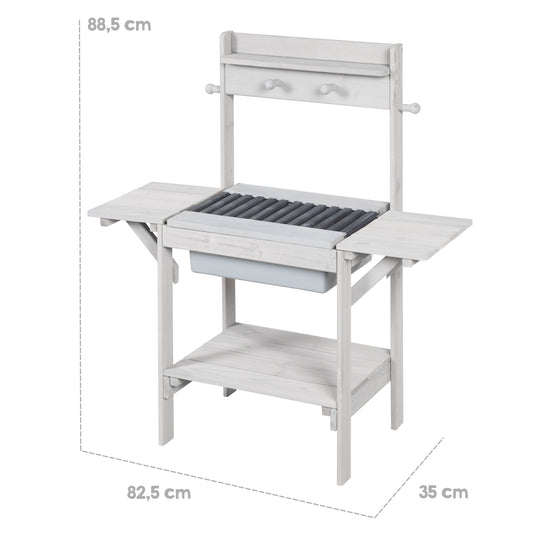 Cocina de barro al aire libre 'BBQ', Cocina de jardín resistente al clima para agua y arena, Madera gris