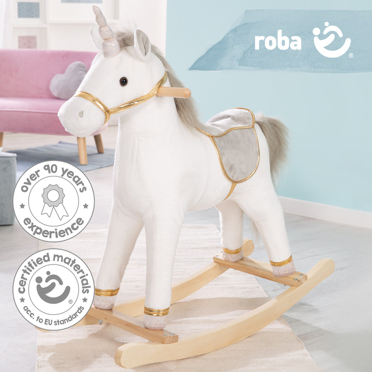 Cheval à bascule licorne blanche et rose H55cm - RETIF