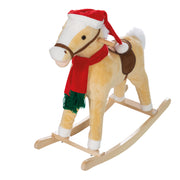 Cavallo a dondolo, con berretto e sciarpa natalizia, imbottito, sella, suono, 63x31x73cm, da 24 mesi