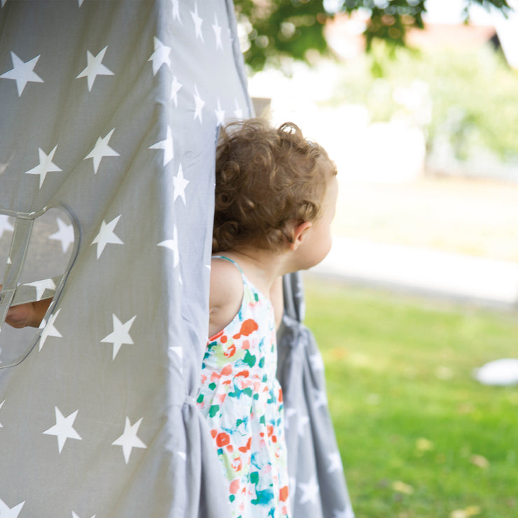 Tenda da gioco "Little Stars", tappetino e borsa da trasporto, wigwam per camerette e spazi aperti