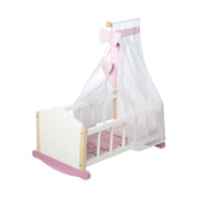 Doll cradle made of doll furniture series 'Scarlett' including textile equipment, white painted
