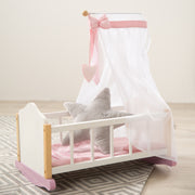 Doll cradle made of doll furniture series 'Scarlett' incl. textile equipment, white lacquered
