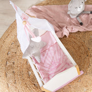 Doll cradle made of doll furniture series 'Scarlett' including textile equipment, white painted