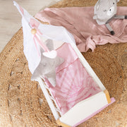 Puppenwiege aus Puppenmöbel Serie 'Scarlett' inkl. textiler Ausstattung, weiß lackiert
