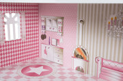 Puppenhaus & Spielregal inkl. Aufbewahrungsbox für Spielzeug, rosa/weiß