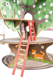 Casa sull'albero '4 stagioni' - albero giocattolo in legno con 4 lati di gioco, inclusi animali e accessori