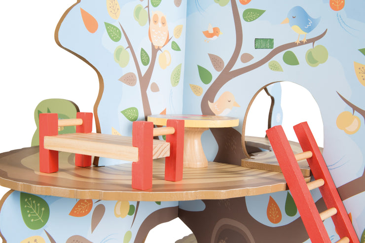 Baumhaus '4 Jahreszeiten', Holz Spielzeug-Baum mit 4 Spielseiten, inkl. Tieren und Zubehör