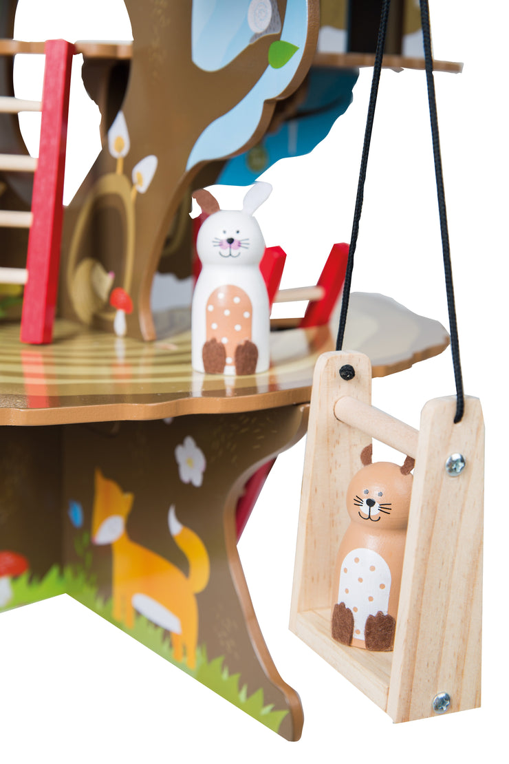 Tree House '4 Seasons' - Wooden Toy Tree with 4 Play Sides, Incl. Animals & Accessories