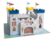 Castillo de caballeros '3 en 1', juego de castillo de madera, 2 castillos conectables a un fuerte grande