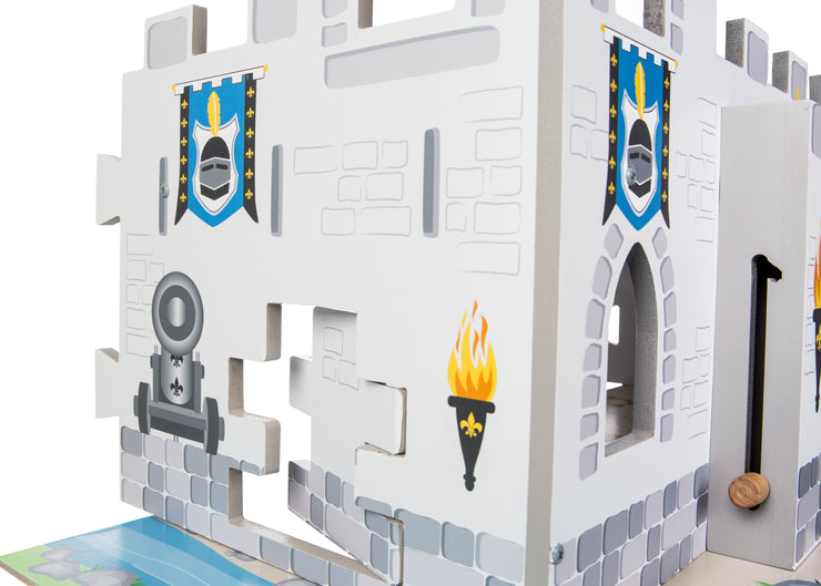 Knight's castle '3 in 1', wooden castle set, 2 castles can be plugged into a large fort