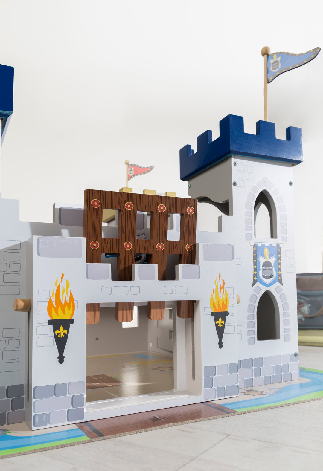 Château '3 en 1', Set châteaux en bois, 2 châteaux reliables à un grand fort