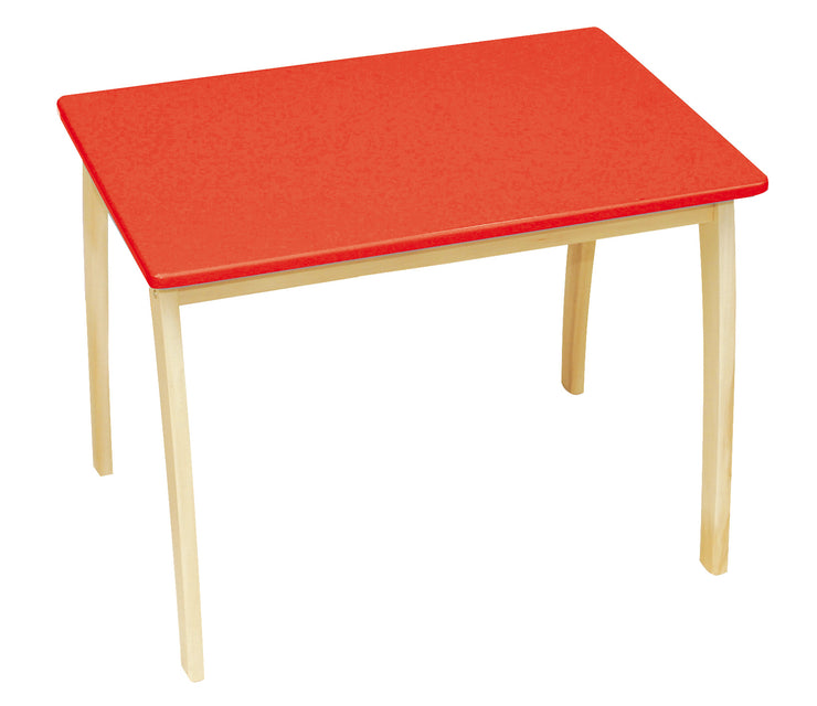 Table d'enfant en bois massif et MDF, avec plateau coloré et vernis, HxLxP 56 x 76 x 52 cm