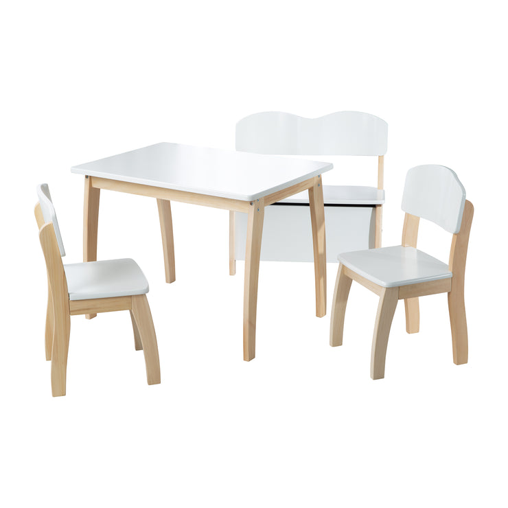 Table pour enfants en bois massif & MDF, dessus de table laqué blanc, HxLxP: 56 x 76 x 52 cm