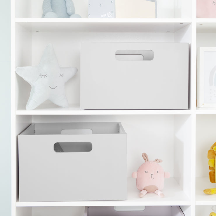 Boîte de rangement pour les chambres pour enfants, espace de stockage pour les jouets, décoration, gris